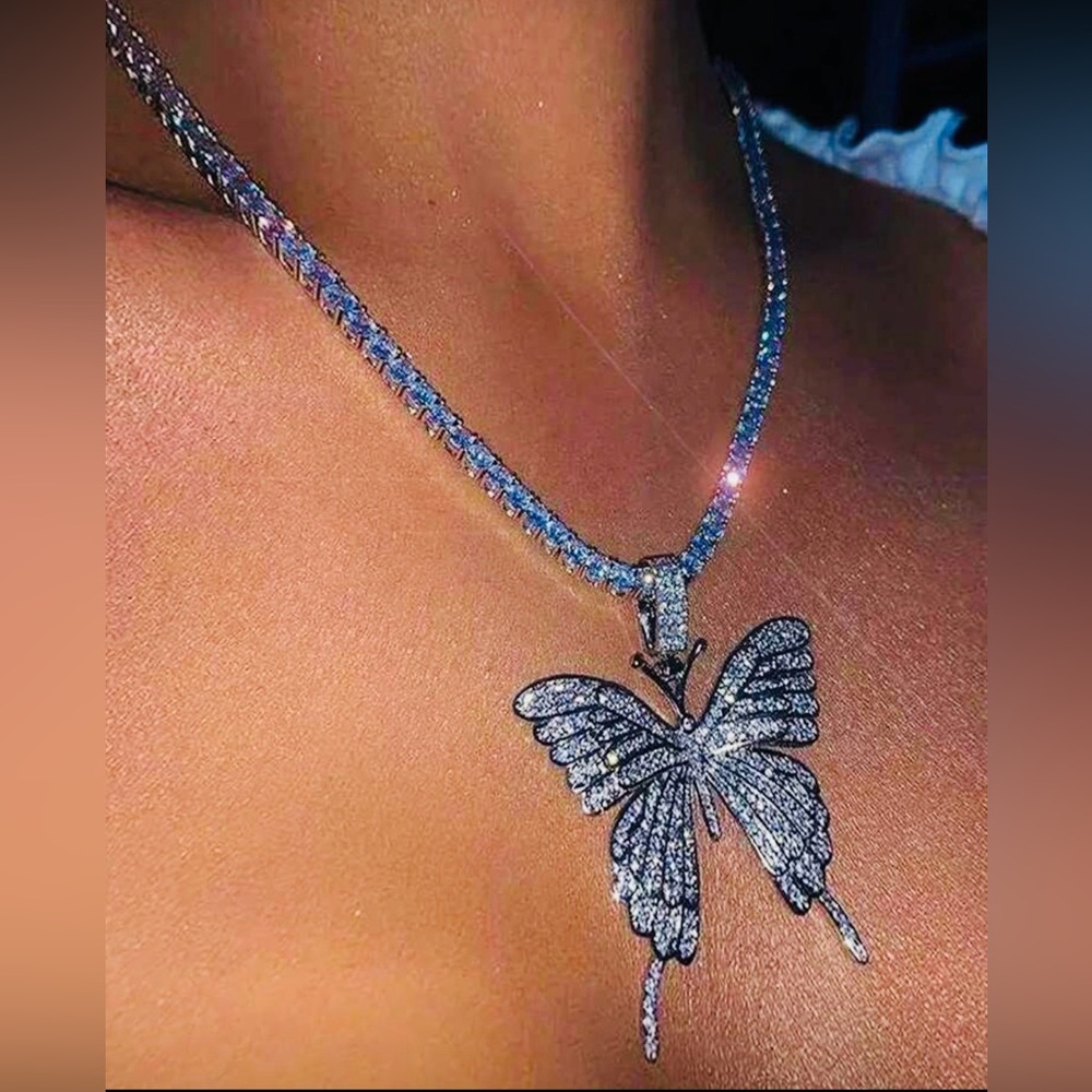 Dazzling Silver Butterfly Necklace